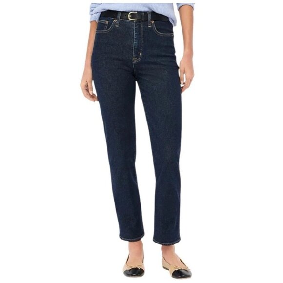 J Crew High-rise Stovepipe Dark Wash Jeans in Signature Stretch+ - Size 27 (Y8) - Picture 1 of 10